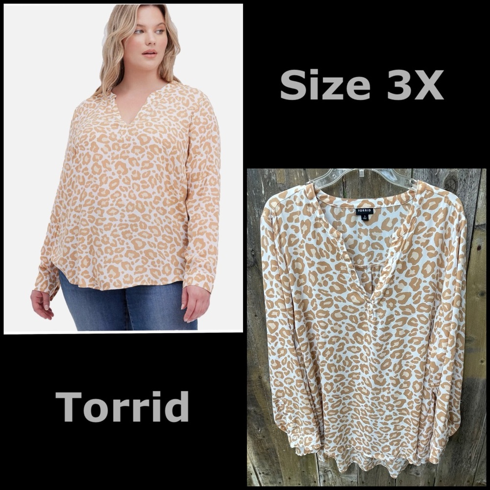 Torrid Tan & White Leopard Print Georgette Blouse Sz. 3X